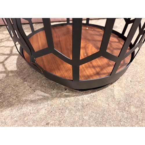 3078 - A Bagdat walnut and black metal framed side table - (damaged frame) (BAGDATCT) (CFL-315-6)