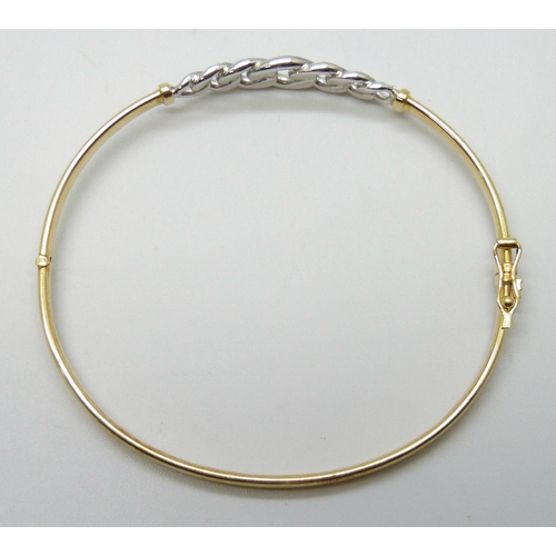 7001 - An 18ct white and yellow gold bracelet with chain design set with white stones, 10.3g, 5.4 x 6cm