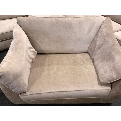 3086 - An ivory pile velvet upholstered oversized armchair