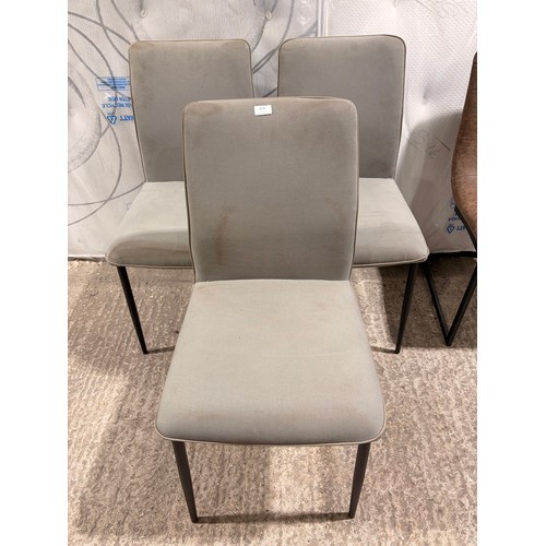 3099 - A set of three Pisa dark slate fabric pu piped dining chairs (marked) (VCPisaSLATE) (CFL-316-26,27,2... 