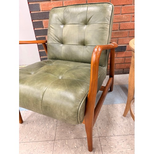 3102 - A Ribble bottle green leather occasional chair with exposed wood frame (ZRIB-GRN) (CFL-316-12)