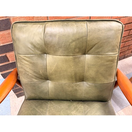 3102 - A Ribble bottle green leather occasional chair with exposed wood frame (ZRIB-GRN) (CFL-316-12)