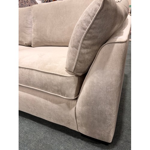 3113 - An ivory pile velevt upholstered 3 piece corner sofa