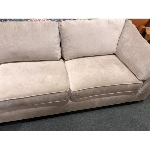 3113 - An ivory pile velevt upholstered 3 piece corner sofa