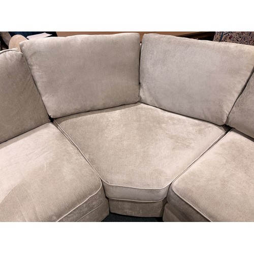 3113 - An ivory pile velevt upholstered 3 piece corner sofa