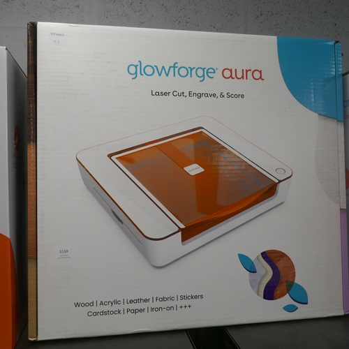 5025 - A Glowforge Aura laser cut/engrave/scorer, boxed, unused  and 2 Glowforge air filters model AF100, b... 
