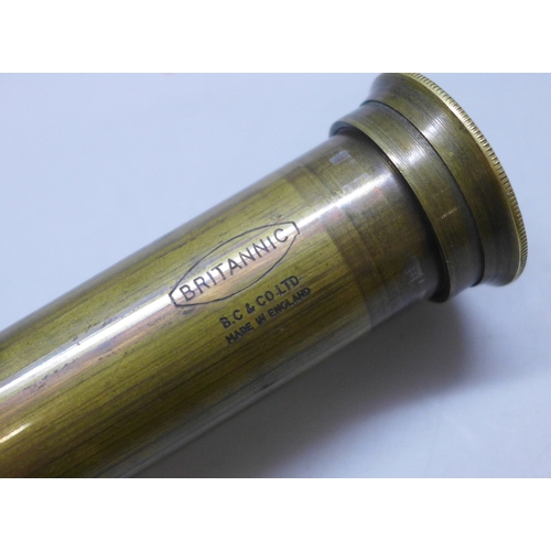 2017 - A telescope, marked Britannic, BC & Co. Ltd., made in England, a magnifier with light and an Air Min... 