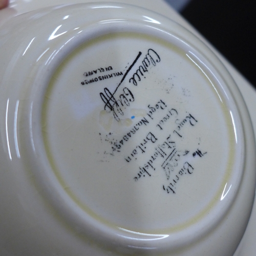 2019 - Two Clarice Cliff Biarritz square bowls, one a/f