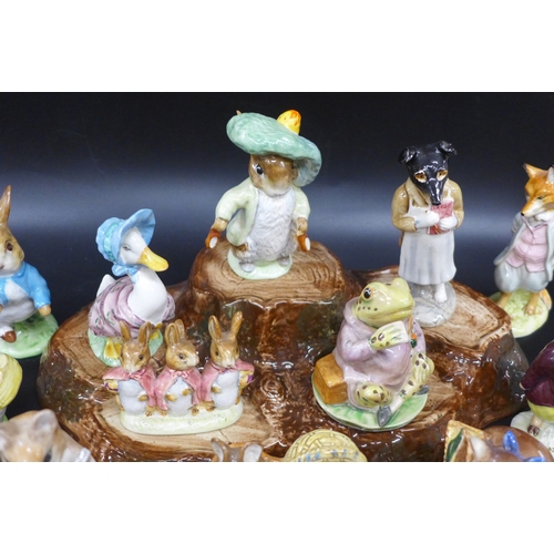 2024 - Twelve Beswick Beatrix Potter's Peter Rabbit figures with stand, including early Pigling Bland, Mr. ... 