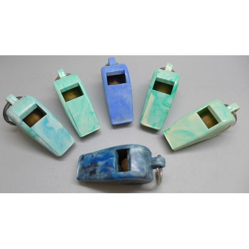 2215 - Six ACME Bakelite whistles