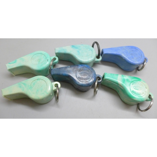 2215 - Six ACME Bakelite whistles