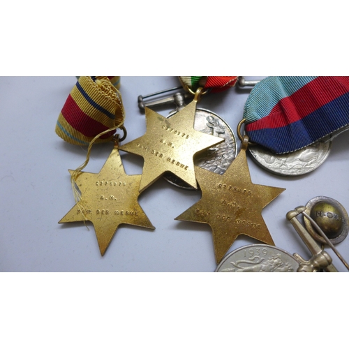 2219 - Six World War II medals including Africa Service Medal to C276975 A.M. Van Der Merve and a M.O.T.H. ... 