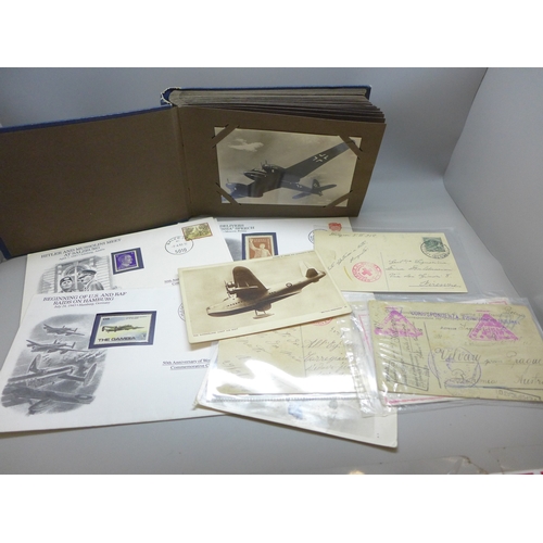 2236 - An album of photographic postcards, mid 20th century including German military aircraft, four World ... 
