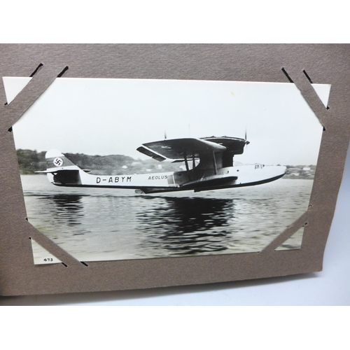 2236 - An album of photographic postcards, mid 20th century including German military aircraft, four World ... 