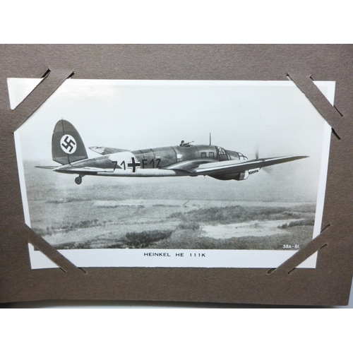2236 - An album of photographic postcards, mid 20th century including German military aircraft, four World ... 
