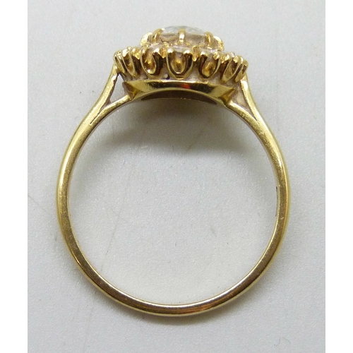 7027 - An 18ct gold old cut diamond cluster ring, estimated 1ct total diamond weight, 3.8g, Q