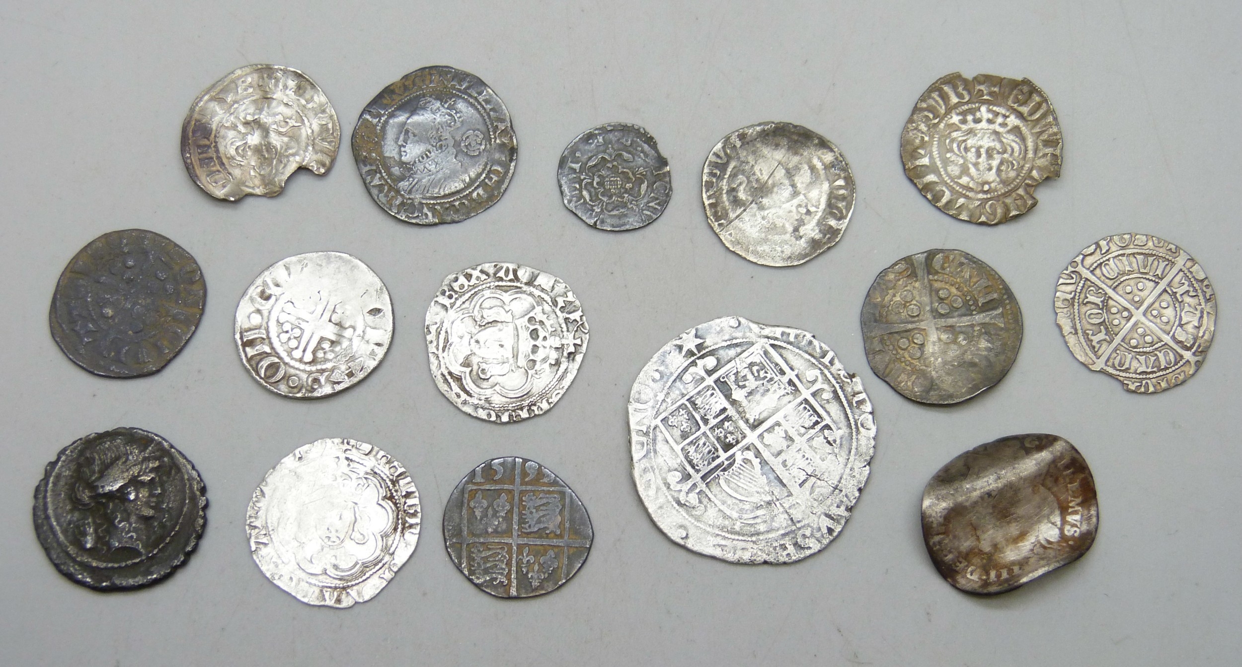 A collection of coins, mainly hammered silver examples, 23g