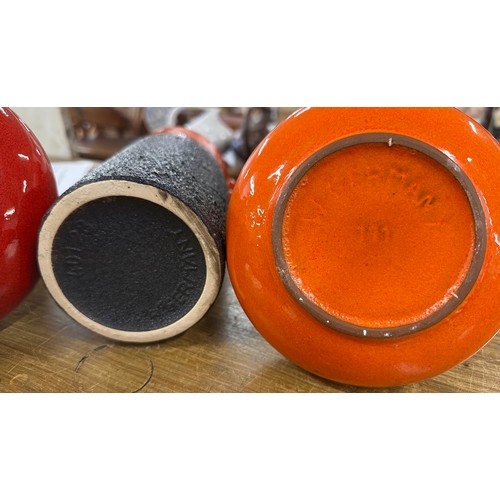 1 - Three West German Fat Lava pottery vases