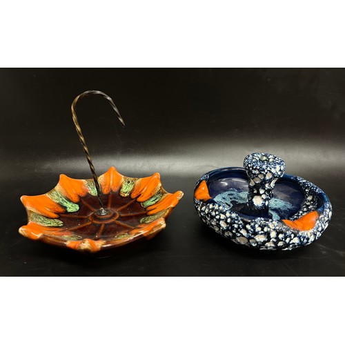 6 - A mid 20th Century French glazed pottery ashtray and olive tray