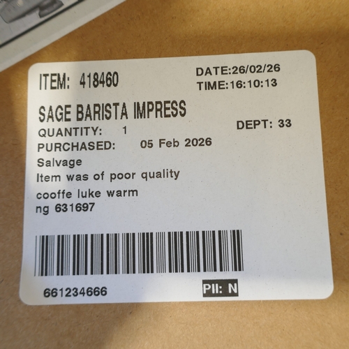 6029 - A Sage Barista Impress coffee machine, original RRP £539.99 + VAT (384-37) *This lot is subject to V... 
