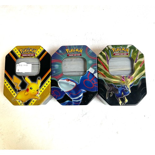 5006B - 3 Pokémon tins containing approximately 1100 Pokémon cards from various sets including Ascended Hero... 