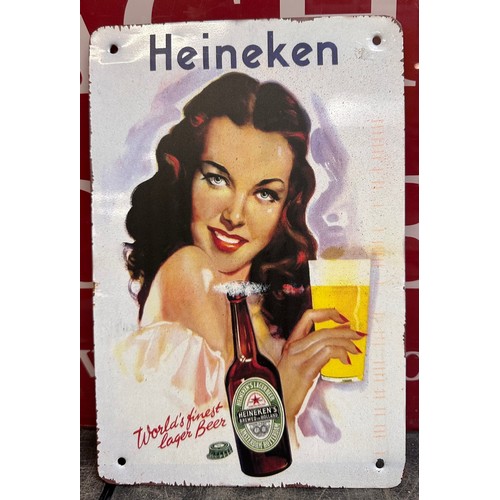 5015D - 3 beer related tin plate signs to include Heineken and Iceberg