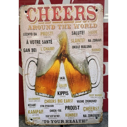 5015E - 3 drinking related tin plate signs and one other sign