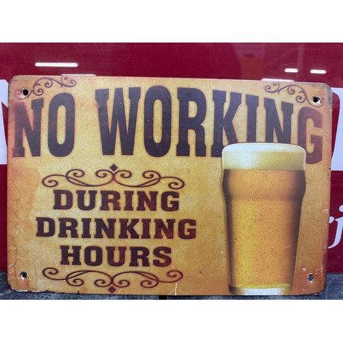 5015F - 3 drinking related tin plate signs to include Guinness and Corona