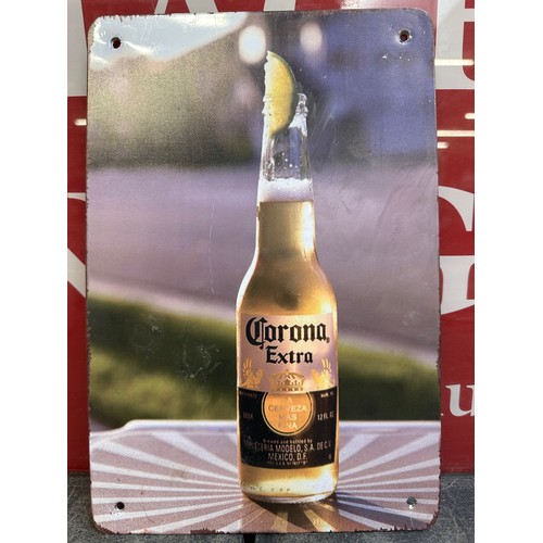 5015F - 3 drinking related tin plate signs to include Guinness and Corona