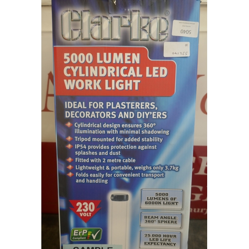 5040 - A boxed sample Clarke 5000 Lumen cylindrical LED work light  *This lot is subject to VAT
