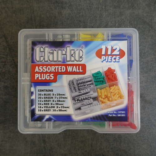 5043 - A quantity of assorted Clarke items including assorted wall plugs, a rechargeable plastic stapler we... 