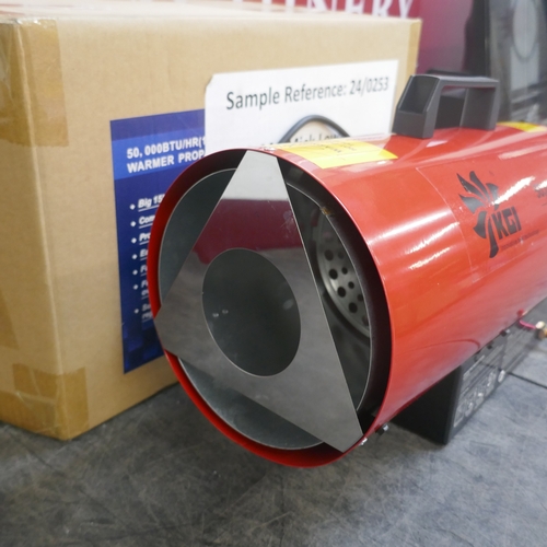 5044 - A boxed sample 50,000 BTU/HR (15kw) space warmer/propane heater  *This lot is subject to VAT