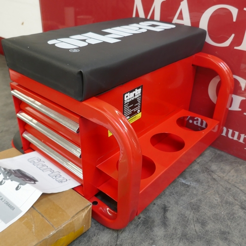 5046 - A boxed Clarke Strong-Arm Mechanics utility seat and 3 drawer tool box  *This lot is subject to VAT