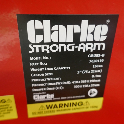 5046 - A boxed Clarke Strong-Arm Mechanics utility seat and 3 drawer tool box  *This lot is subject to VAT