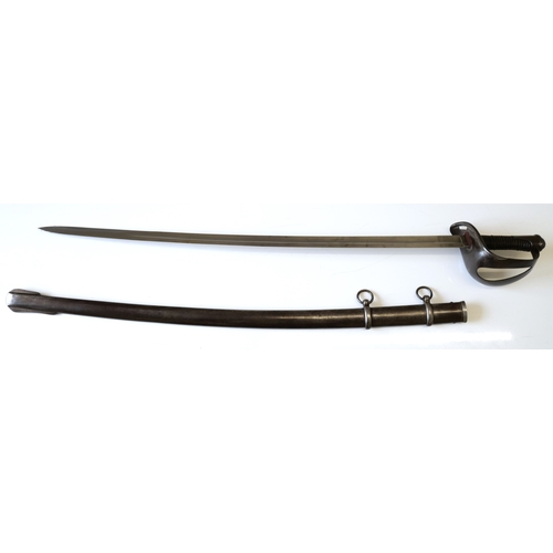 2020 - A Italian M1860 cavalry sword and scabbard. Blade stamped with S&K maker’s mark (Schnitzler & Kirsch... 