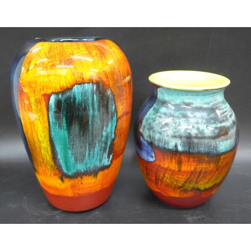 2032 - Two Poole pottery vases, tallest 21.5cm