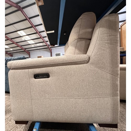 3127A - A sand fabric 2 seater electric reclining sofa