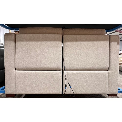 3127A - A sand fabric 2 seater electric reclining sofa