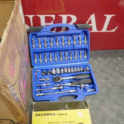 A box of tool kits/accessories including precision file set, Workzone ...