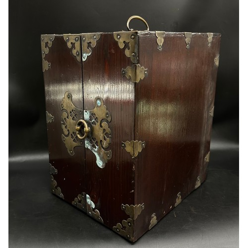 2247 - A Korean travelling apothecary chest, with drawers containing haberdashery items, 35cm h