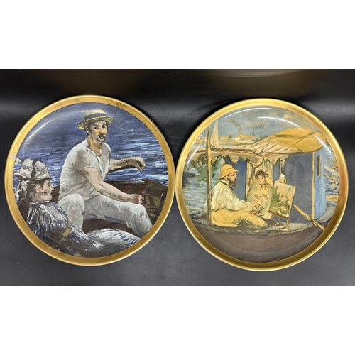 2256 - Two Crown Staffordshire Edouard Manet cabinet display plates comprising of 'Monet Painting in his St... 