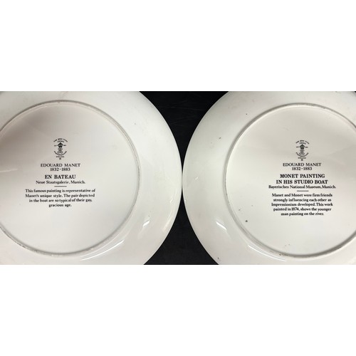 2256 - Two Crown Staffordshire Edouard Manet cabinet display plates comprising of 'Monet Painting in his St... 