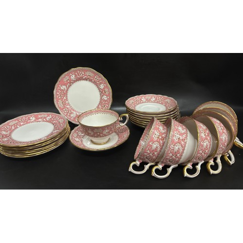 2257 - A Royal Staffordshire Ellesmere pattern tea set in pink
