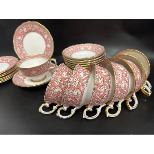 2257 - A Royal Staffordshire Ellesmere pattern tea set in pink