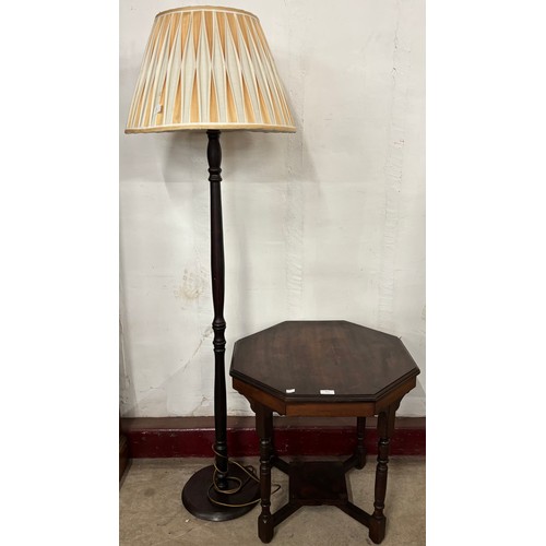 167 - An Edward VII mahogany occasional table and a standard lamp
