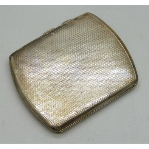 7009 - A George V silver cigarette case with engine turned design, Birmingham, 1919, 88g