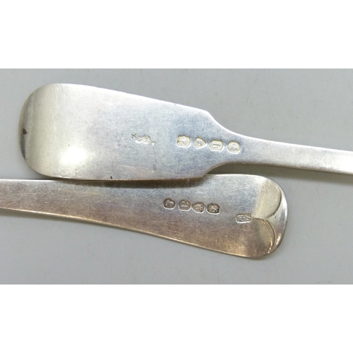 7021 - Three Victorian silver dinner forks, Chawner & Co (George William Adams), London, 1871, a George III... 