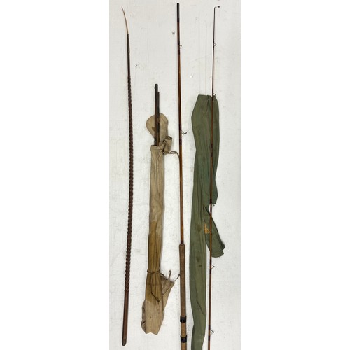 2275 - A collection of vintage fishing gear to include two rods, J W Young fishing reel, fishing hooks, flo... 