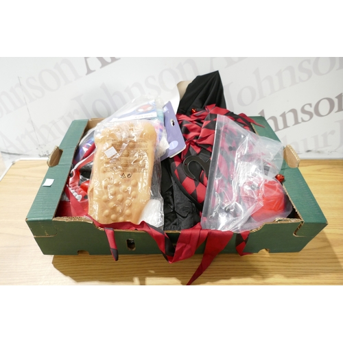 6157 - A box of mixd fancy dress costumes to include Iron Man Power Rangers, jester etc (SP516584440-16) *T... 