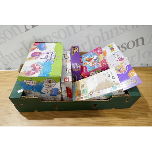 6161 - A box of children's toys to include Music Carpet, Doctor Squish, Unicorn Academy, etc. (SP516584440-... 